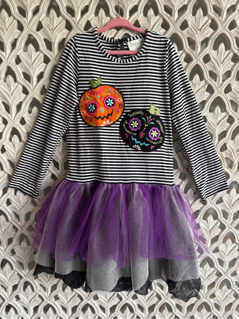 Emily Rose Halloween Sugar Skull Pumpkin Tulle Dress Girls Size 8